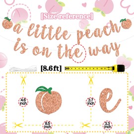 A Little Peach is on the Way Banner,One Sweet Peach Baby Shower, Fruit Theme First Birthday/Anniversary Party Decorations Supplies, Rose Gold Glitter