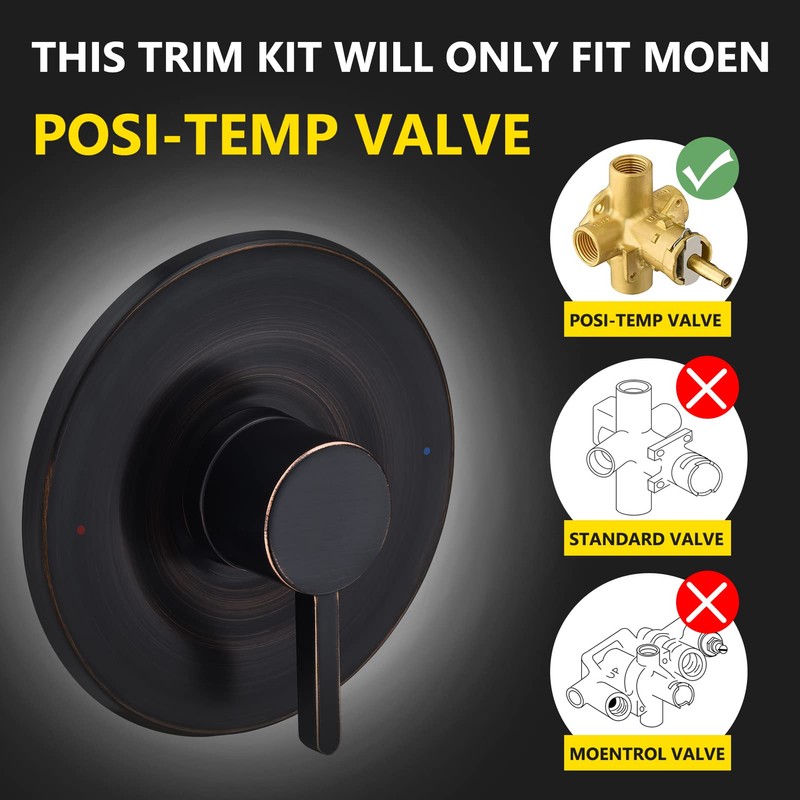 Shower and Tub Trim Kit, Compatible with Moen Posi-Temp Valve,