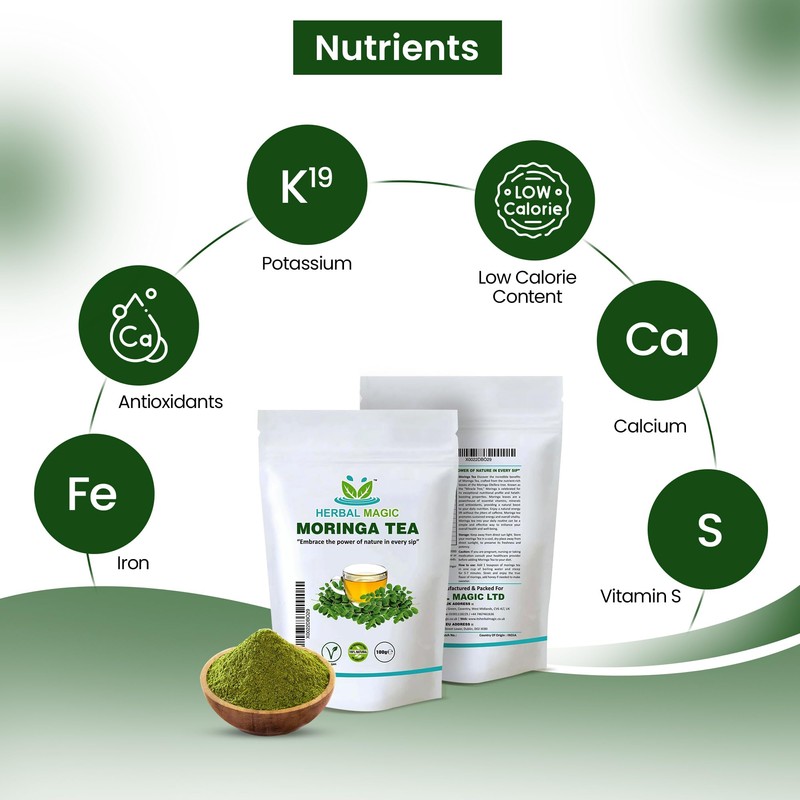 Herbal Magic 100% Pure & Natural Moringa Tea, A Natural