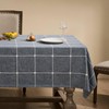ZeeMart Grid Embroidered Hemmed Tablecloths, Blue Ashes 60x84 Inch, Farmhouse