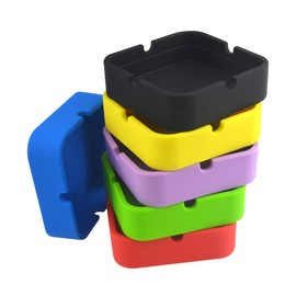 XINMEIWEN 6Pack Silicone Ashtray Square Design Premium Silicone Rubber High Temperature Heat Resistant Ashtray for Indoors Outdoors (6 Mixed Color)