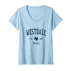Womens Westdale TX Vintage Athletic Sports JSN1 V-Neck T-Shirt