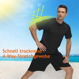 Huayuzh Men's UV Shirt Rash Guard T-Shirt Swimming Shirt Quick-Drying Lightweight Breathable Surfing Fishing Hiking Top, 9-black