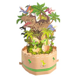 ZYOOO 3D Dinosaur Pop Up Cards with Envelope, Greeting Cards Birthday for Children Boys Birthday Decoration Dinosaur Theme Party Cards