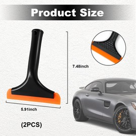 Ziciner Small Silicone Window Squeegee, Car Windshield Water Blade Squeegee, Multifunctional Auto Squeegee with 5.9 Inch Blade and Non-Slip Handle for Car Window, Home Cleaning (Black-2PCS)