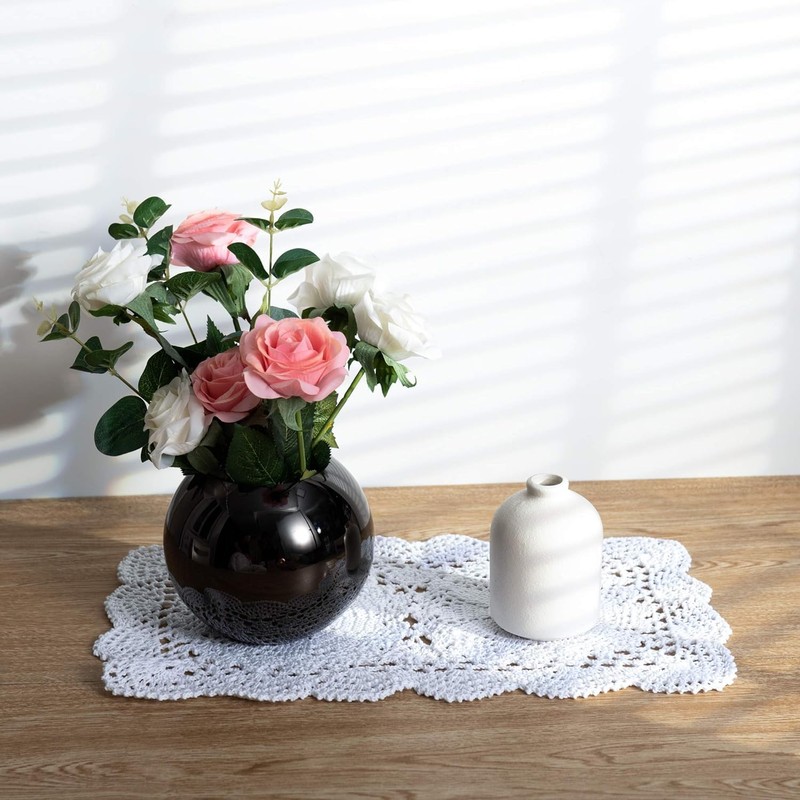 Feyarl 2 Pcs Rectangle Doilies Handmade Crochet Cotton Table Doilies