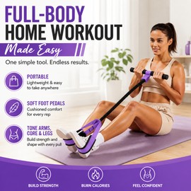 Pedal Resistance Band with Handles for Full-Body Home Workout – 75LB Latex Fitness Trainer with Soft Foot Pedals