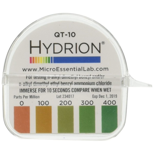 HYDRION Micro Essential Laboratory QT-10 HYDRION Quat 2-Chain Sanitizer Test
