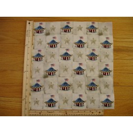 Unknown Patriotic American Pie Stars Flags Cotton Quilt Fabric Panel Blocks (36)