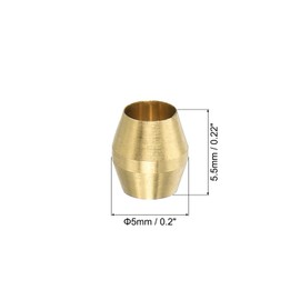 PATIKIL 1/8" ID Compression Sleeve Ferrules, 20 Pack Brass Sleeve Ferrules Compression Fitting Assortment Kit for Water Oil Air Pipe