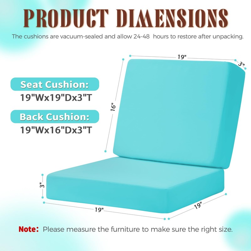 Iheqard Outdoor Deep Seat Cushion Set, 19 x 19 Inch