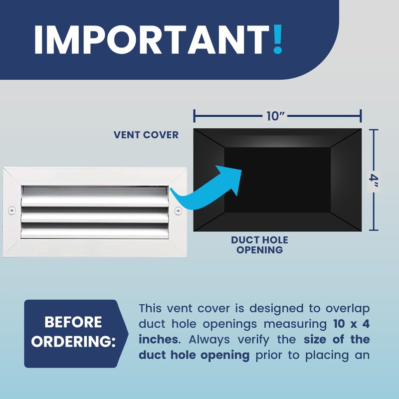 [10 x 4 Duct Hole] Vent Cover. Aluminum Exterior Return