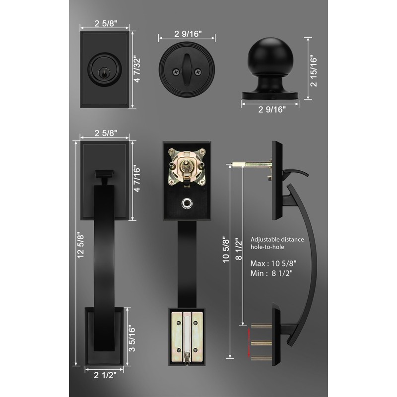 goldenwarm Front Door Handle and Deadbolt Set, Black Front Door