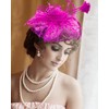 5 Pack Fuchsia Fascinators Hat for Women Tea Party Veil