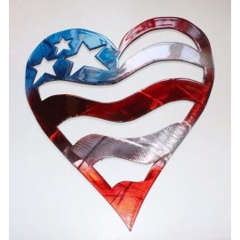 Unbranded Stars & Stripes Heart - Metal Wall Art - Red, White & Blue 16"