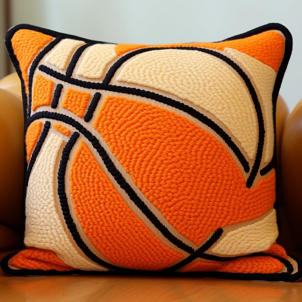 Abstract Basketball Latch Hook Pillow Kit for Adults Throw Pillow