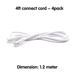 4FT 1.2 Meter T5 T8 LED Tube Light Fixture -Linkable Cords, Double End Connector Cable, PowerExtension Wire for LED Integrated Single Fixture,Shop, Garage, Under Cabinet Light - 4Pcs