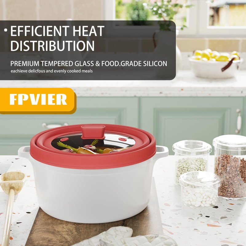 Microwave Splatter Cover, Vented Silicone and Glass Cover Splatter Guard