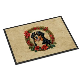Caroline's Treasures DAC2319JMAT Bernese Mountain Dog Christmas Flowers Doormat Front Door Mat Indoor Outdoor Rugs for Entryway, Non Slip Washable Low Pile, 24H X 36W