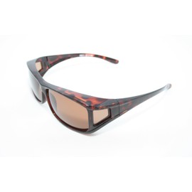 Over Glasses with Polarising Sun Protection Lenses – Ideal for People Who Wear Glasses – Shape: Square Large – Colour: Havana
