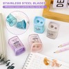 4 PCS Double-Hole Pencil Sharpener with Container, Metal Pencil Sharpener