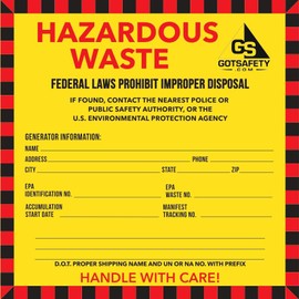 Hazardous Waste Labels According to Federal Laws – Pack of 25 Biohazard Stickers - Hazardous Waste Sign, Weatherproof, & Easy to Use Adhesive Labels, 6” x 6”, Hazardous Waste Containers