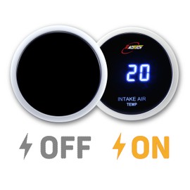 RACETECH 52mm (2-1/16") Electrical Intake Air Temp (IAT) Gauge - Digital Blue LED Fahrenheit Display - Includes 3/8NPT Sensor - for Car Automotive Marine