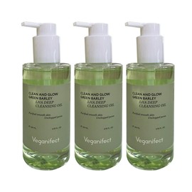Vegan Effect Clean & Glow Green Barley LHA Deep Cleansing Oil 205ml 3 Pieces / Circle / 비건이펙트 클린 앤 글로우 청보리 LHA 딥 클렌징 오일 205ml 3개  써클