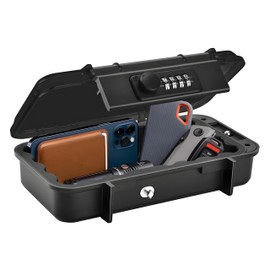 XXL Large Security Lock Box,Outdoor Waterproof Travel 4-Digit Combination Safe Lock Box with Removable Wire Rope,for Travel,Beach,Hotel,Car,Home,Office[ Inside Size:7.87 * 4.0 * 1.4 inch ]