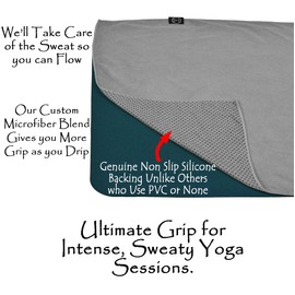 Tatago Hot Yoga Mat Towel Non Slip for Hot Yoga (72-84 inch Mats) Our Hot Yoga Towel Non Slip Silicone Dabs & Absorbent Microfiber Blend Gives You More Grip As You Drip (Nube Gris-72, Standard - 72")