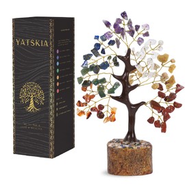 YATSKIA 7 Chakra Tree, Gemstone Tree of Life, Birthday Gifts for Women, Crystal Tree Home Decor, Healing Crystals Room Decor, Ornaments for Living Room, Crystal Gifts for Women