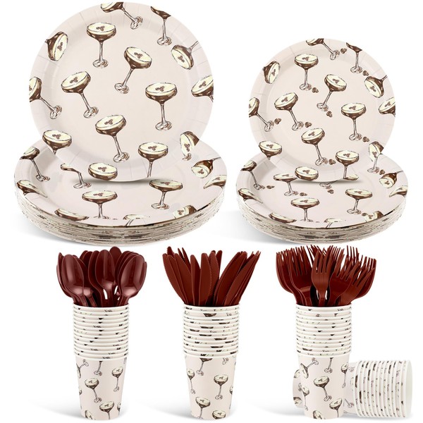 Zhehao 150 Pcs Espresso Martini Party Tableware Supplies a Tini