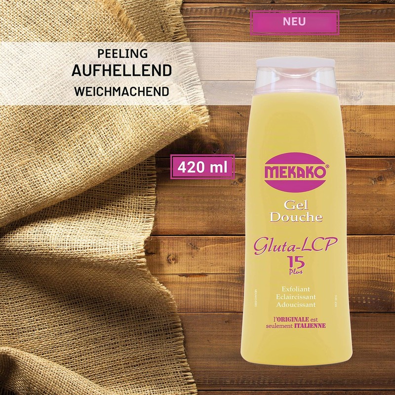 Mekako Gel Douche Gluta Lcp Exfoliant, Eclaircissant, Adoucissant - 420
