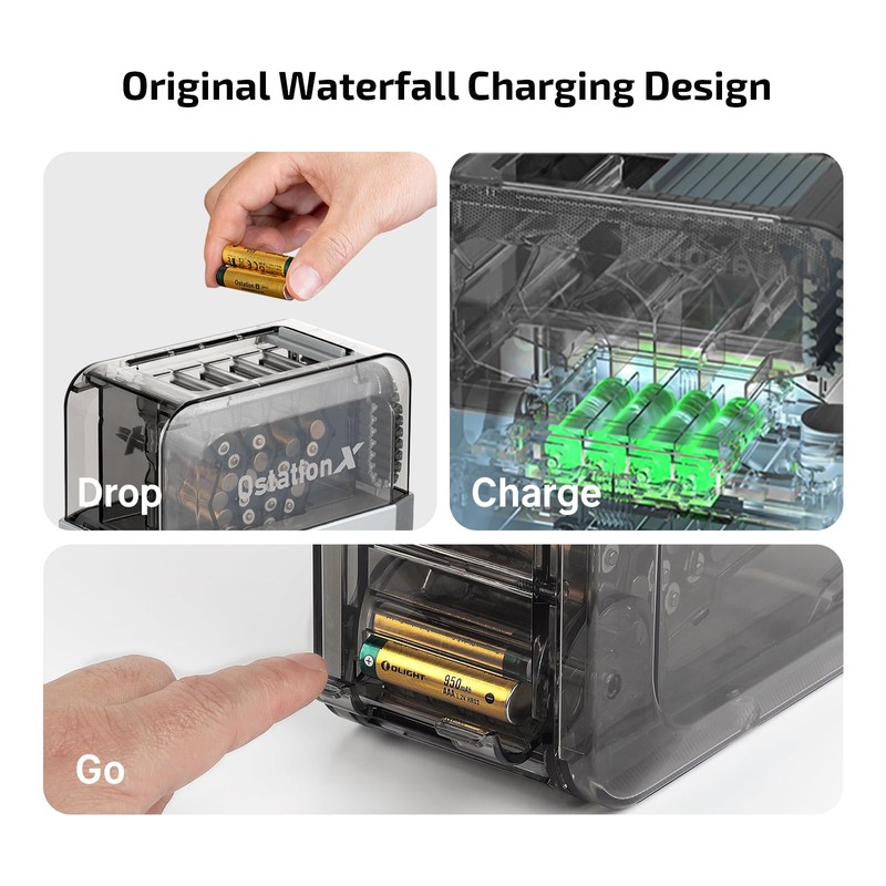 OLlGHT Ostation X Smart 36-Battery 3-in-1 AAA Charger, No Polarity