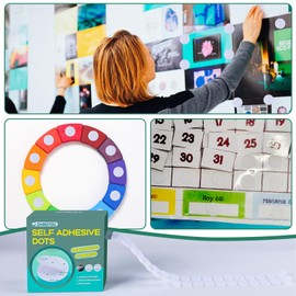 300 Pairs Self Adhesive Dots, 3/4" Diameter Strong Sticky Round Nylon Dots, Hook & Loop Dots with Waterproof Sticky Glue Tapes, for School, Office, Home and Arts and Crafts