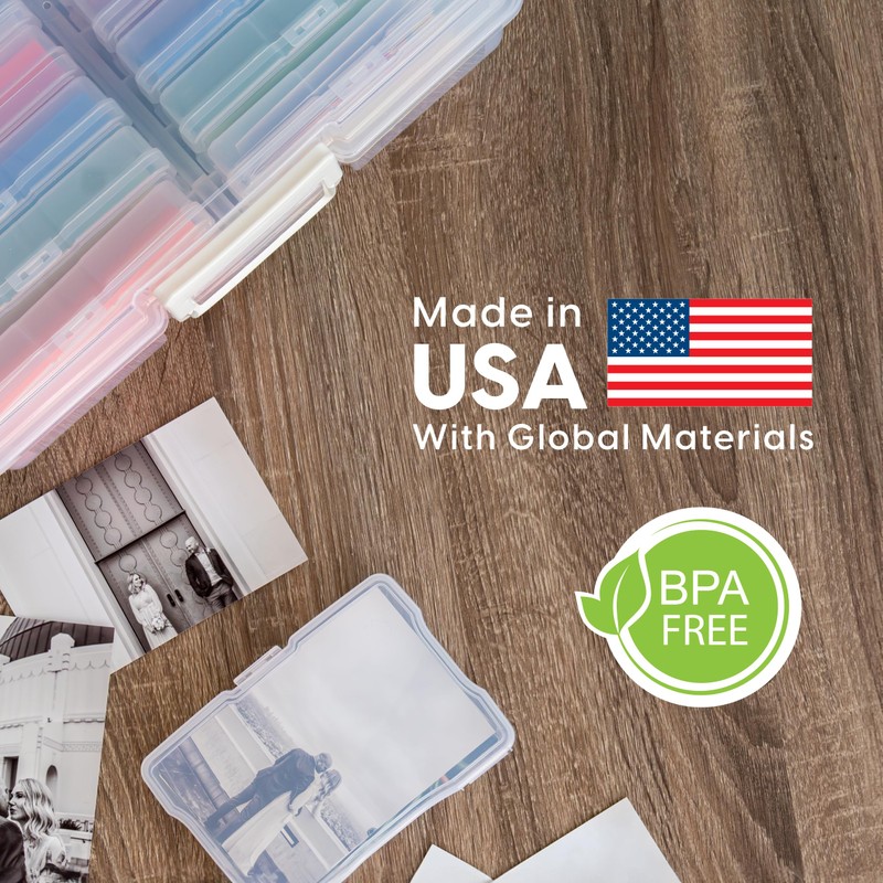 IRIS USA 4" x 6" Photo Storage Box Craft Keeper,