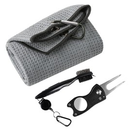 3Pcs  Towel and Club Cleaning Brush Kit Divot Repair Tool with Ball Marker er Set Accessories