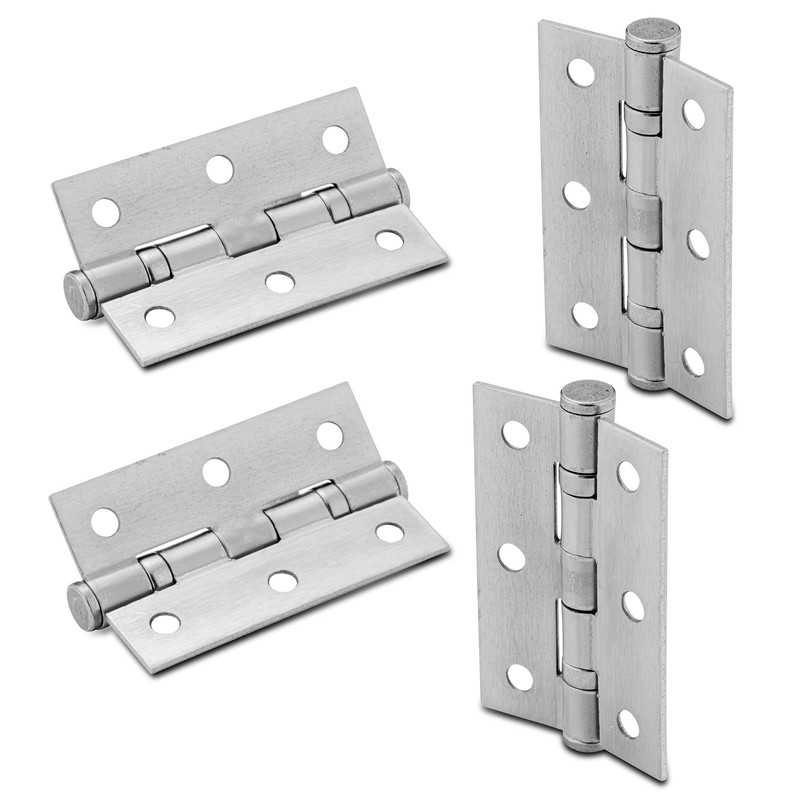 XFORT 3 Inch (75mm) Satin Chrome Ball Bearing Hinges, Steel