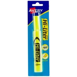 Avery Hi-Liter Desk-Style Highlighter, Smear Safe Ink, Chisel Tip, 1 Fluorescent Yellow Highlighter (24001)