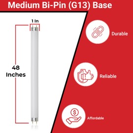BULBMASTER F32T8/50K Fluorescent Tube 32W 48 Inch T8 Fluorescent Light Bulbs 48 Inch Long, F32T8 850 Light Bulb, 5000K Daylight, 2800 Lumens, G13 Medium Bi-Pin Base, 4-Pack