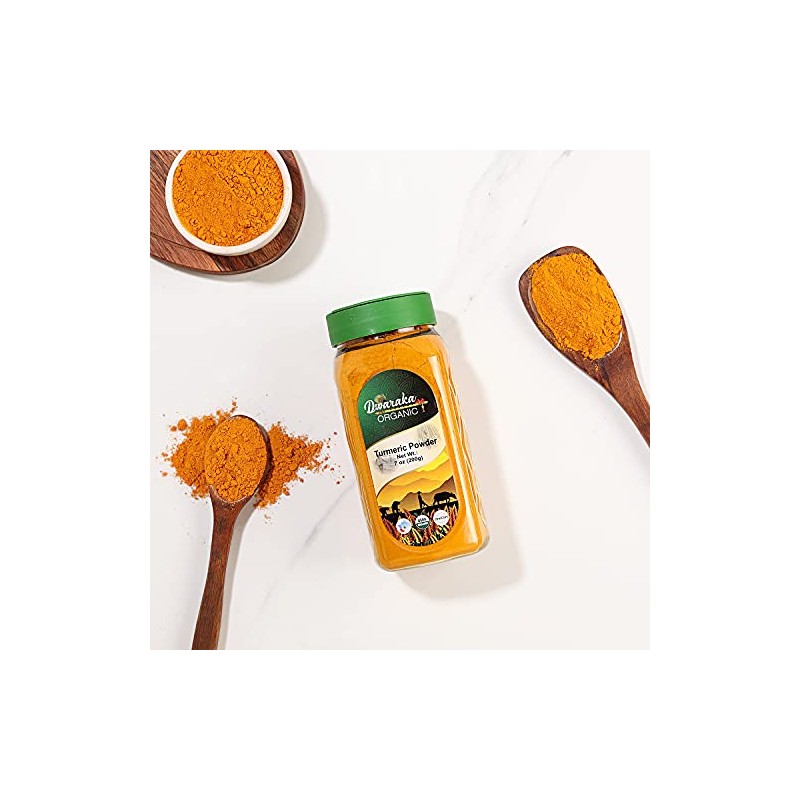 Dwaraka Organic - Turmeric Powder, 7oz, Healthy, Organic, Non GMO,
