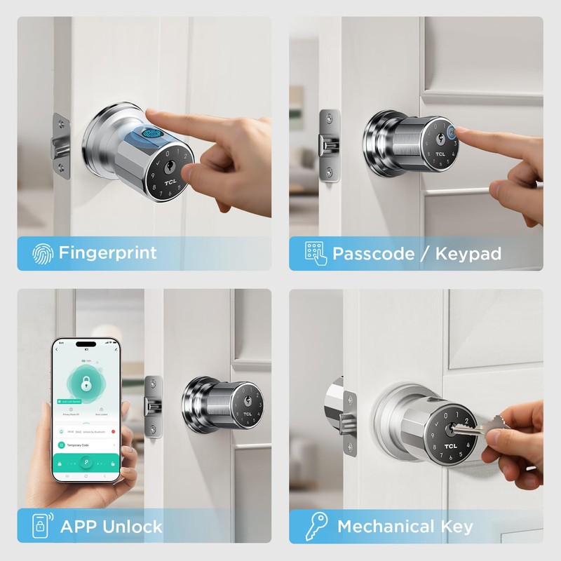 TCL K1 Smart Door Knob, Fingerprint Keyless Entry Door Lock