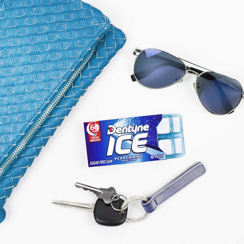 Dentyne Ice Peppermint Sugar Free Gum, 9 Packs of 16