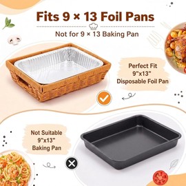 6 Pcs Wicker Serving Baskets for 9x13 Inch Foil Pans, brown