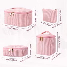 Set of 4 Cosmetic Bags Toiletry Bag Women's Toiletry Bag Make Up Bag with Floral Pattern, Portable Makeup Bag Makeup Bag Cosmetic Bag Wash Bag Large for Women Girls Everyday and Travel (B)