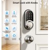 Veise RZ06C Smart Locks for Front Door, 2 Knob Handle