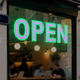 Thirdpolite Pink/Green LED Open Sign for Business 30x10 inch, Ultra Bright Light Up LED Sign for Storefront Window, Glass Door, Wall - Business Advertising Signs for Bar Shop Cafe Salon Restaurant