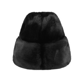 XGOPTS Men’s Faux Fur Cossack Hat Furry Winter Hat Russian Ushanka Warm Cap Thermal Rolled Cuff Retro Dad Hat Trapper Hat Black