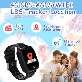 Kids Smart Watch Boys Girls - 4G GPS Smart Watch for Kids Boys Girls with Video Call SOS Voice Chat, IP68 Waterproof Kids GPS Tracker Watch Phone School Mode Toys Birthday Gifts for 4-12 Years Old