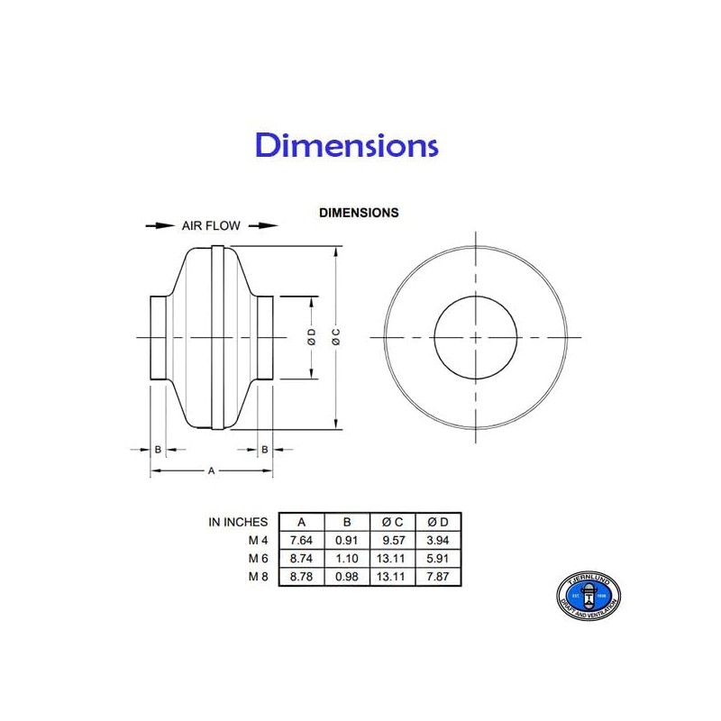 M-8 In-Line Duct Booster 8" Metal